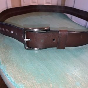 Dark brown leather casual belt